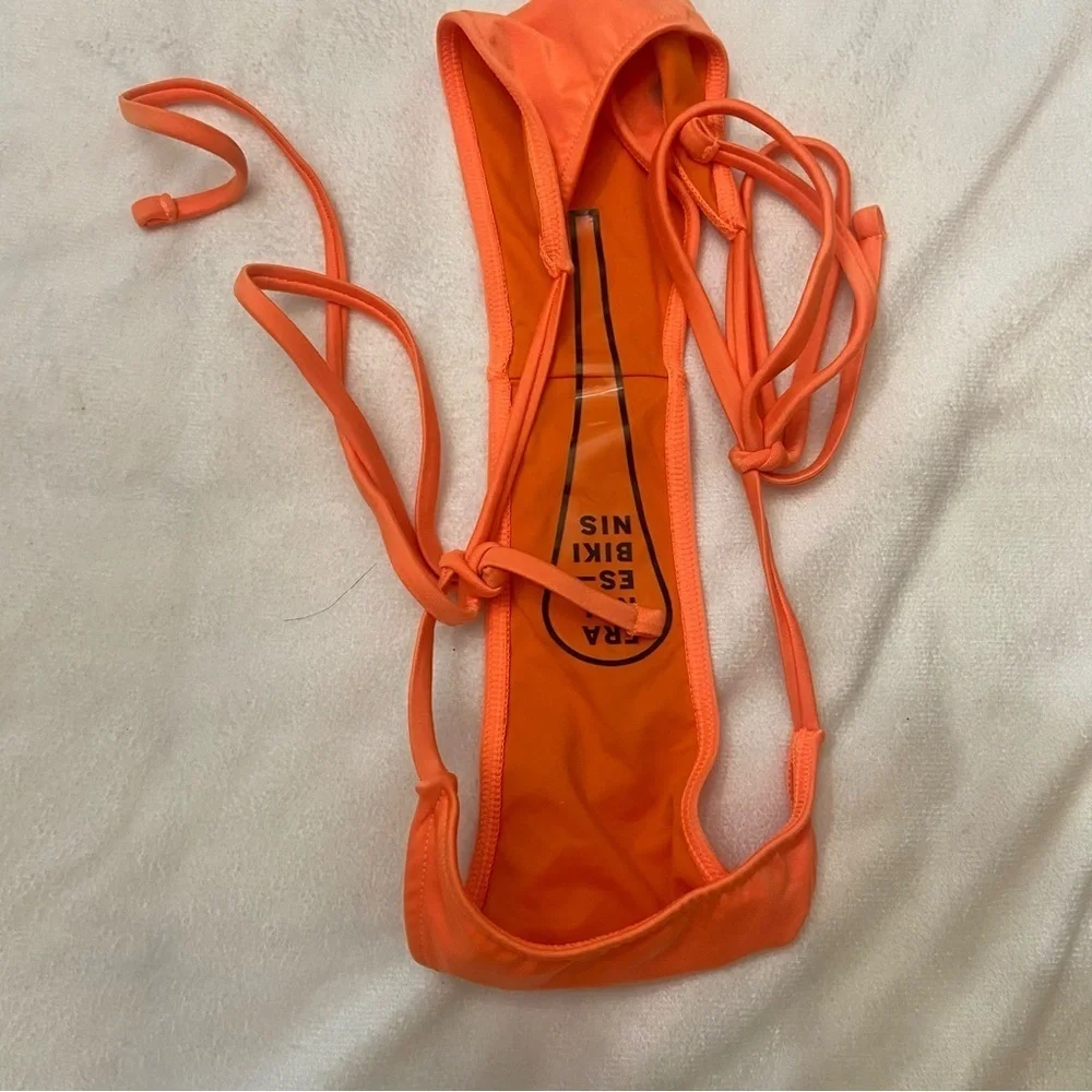 New! Frankie's Bikinis Tia Cuties Orange Tie-Side Thong Bottom 1089